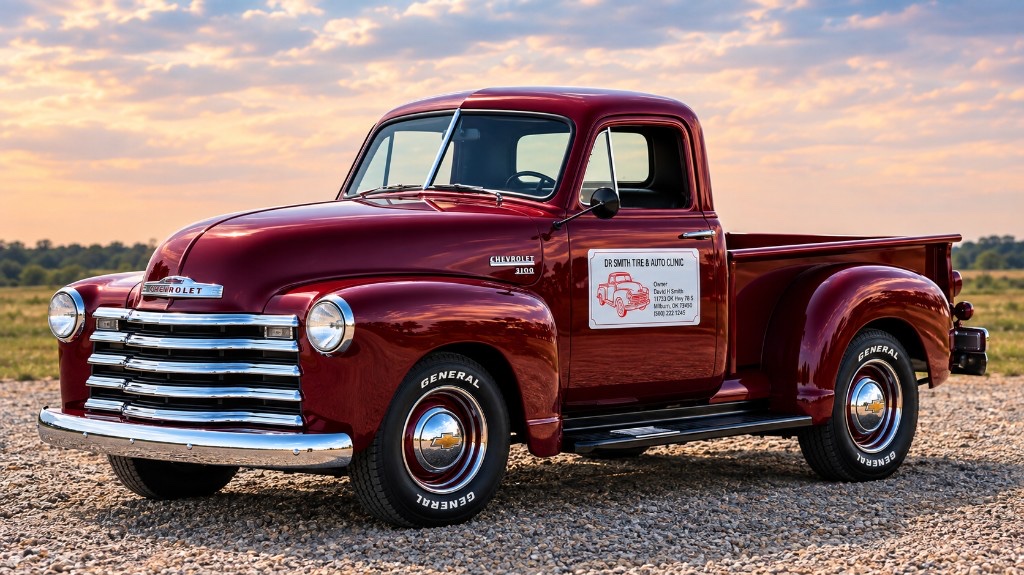 The shop Chevrolet 3100 on the gravel apron